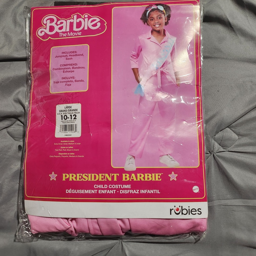 Barbie The Movie President Barbie Child Costume Pink Jumpsuit Large 10-12 Rubies